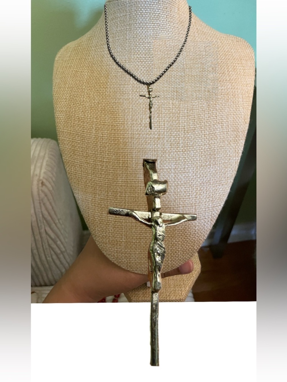 Delicate, sparkly sterling silver crucifix on Sterling made in Italy chain